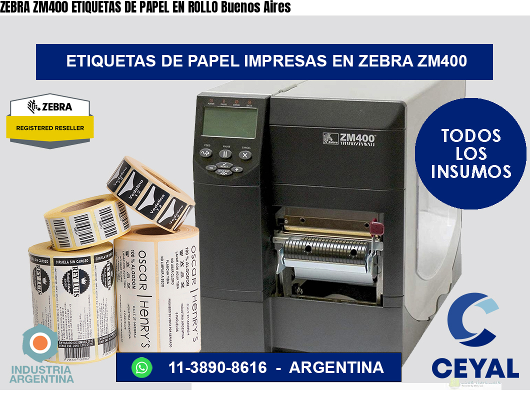 ZEBRA ZM400 ETIQUETAS DE PAPEL EN ROLLO Buenos Aires