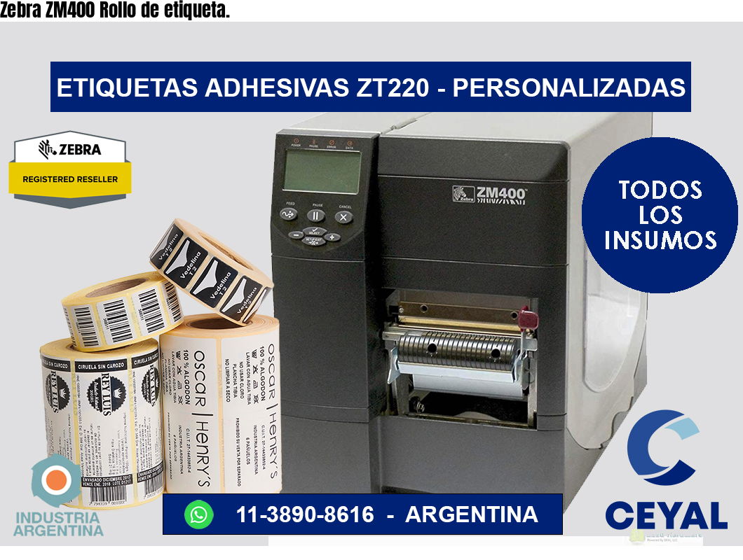 Zebra ZM400 Rollo de etiqueta.