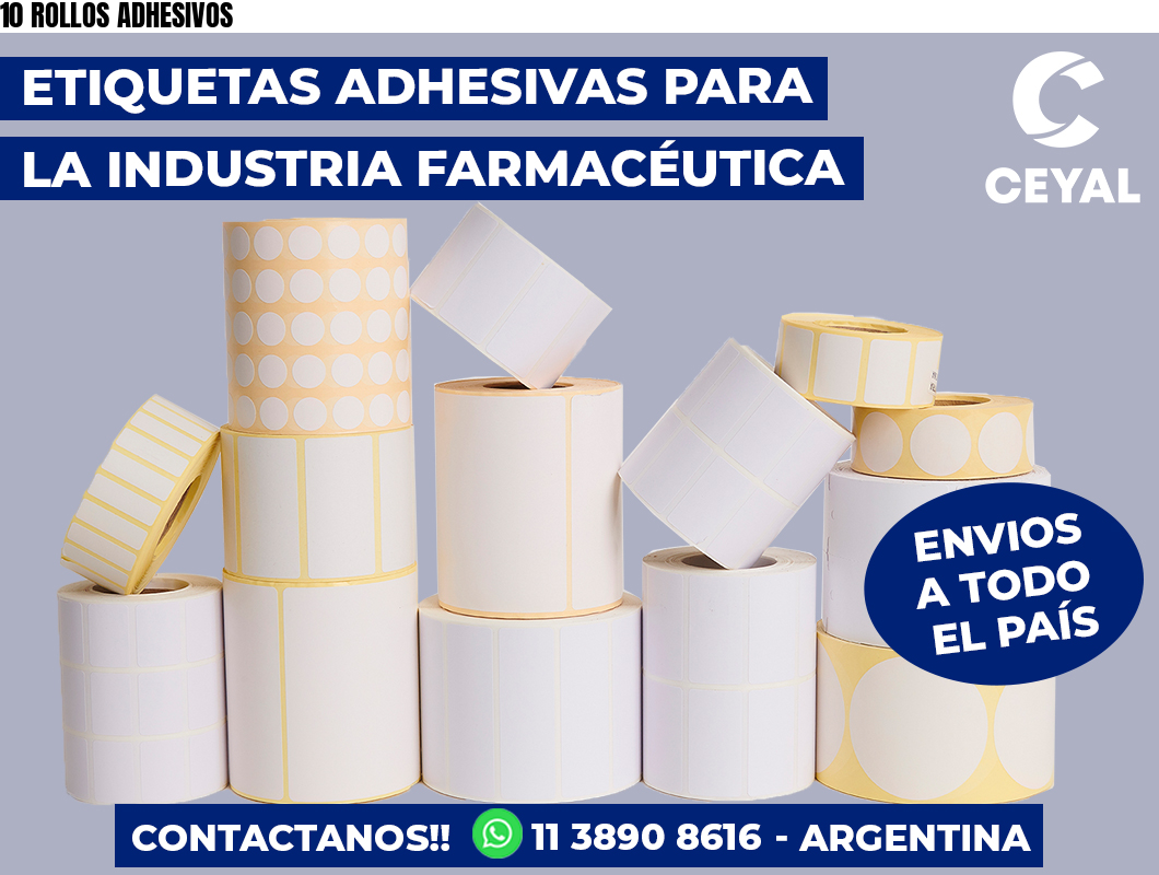 10 ROLLOS ADHESIVOS