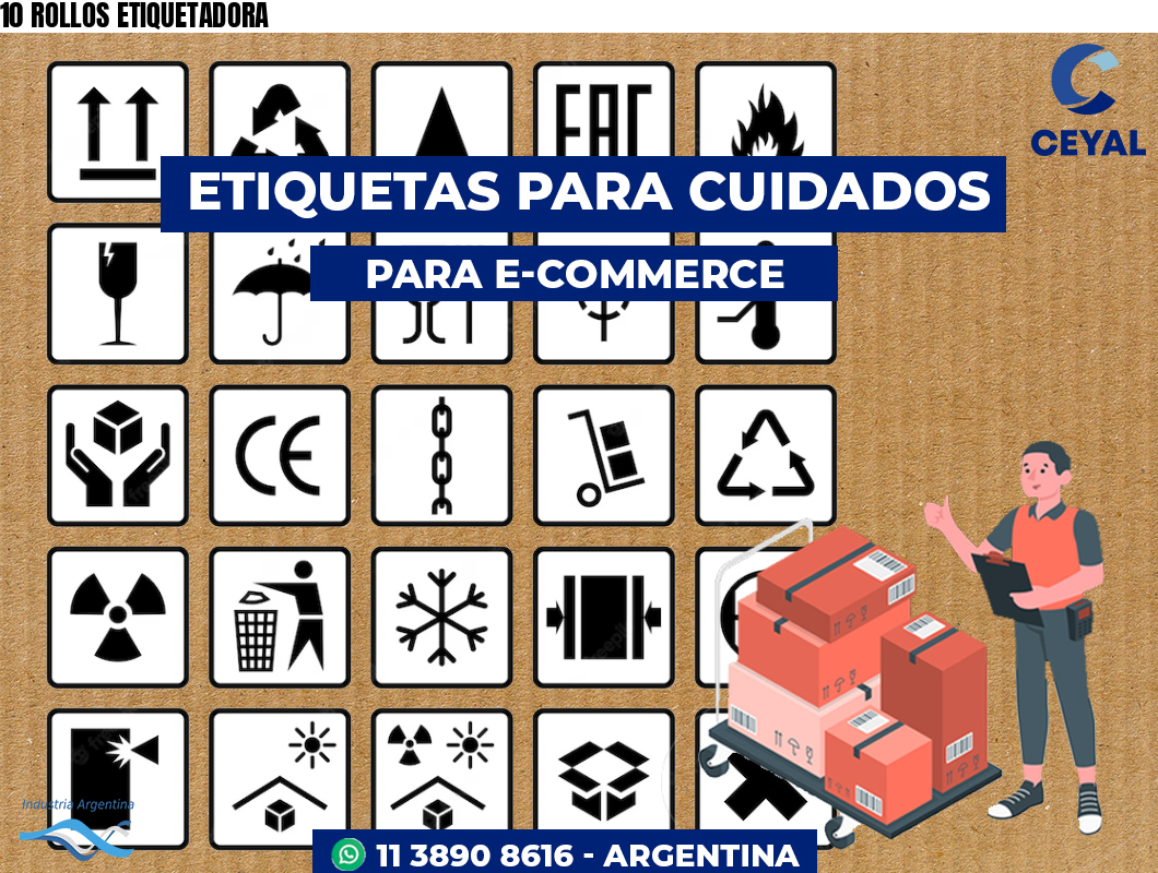 10 ROLLOS ETIQUETADORA