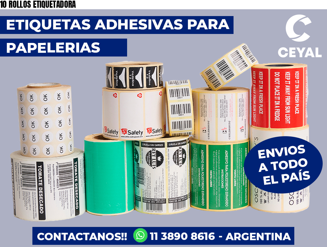 10 ROLLOS ETIQUETADORA