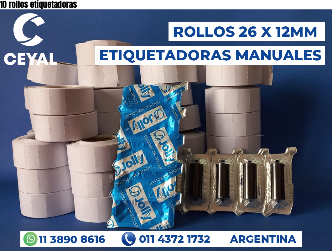 10 rollos etiquetadoras