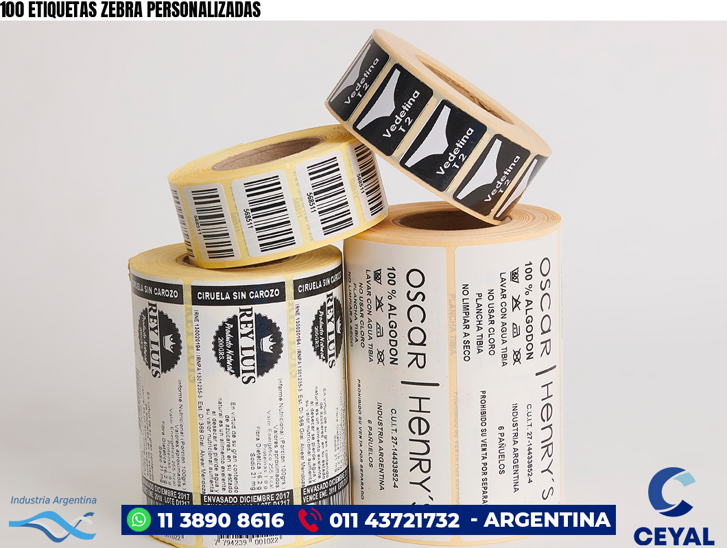 100 ETIQUETAS ZEBRA PERSONALIZADAS