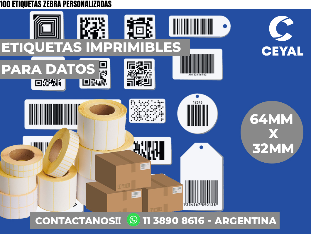 100 ETIQUETAS ZEBRA PERSONALIZADAS