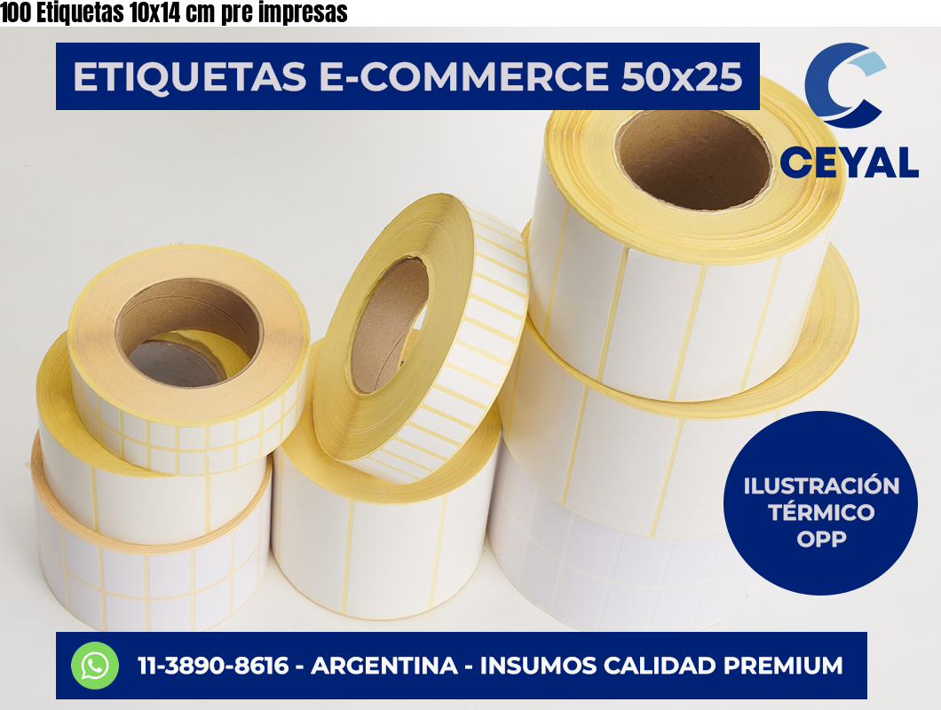 100 Etiquetas 10×14 cm pre impresas
