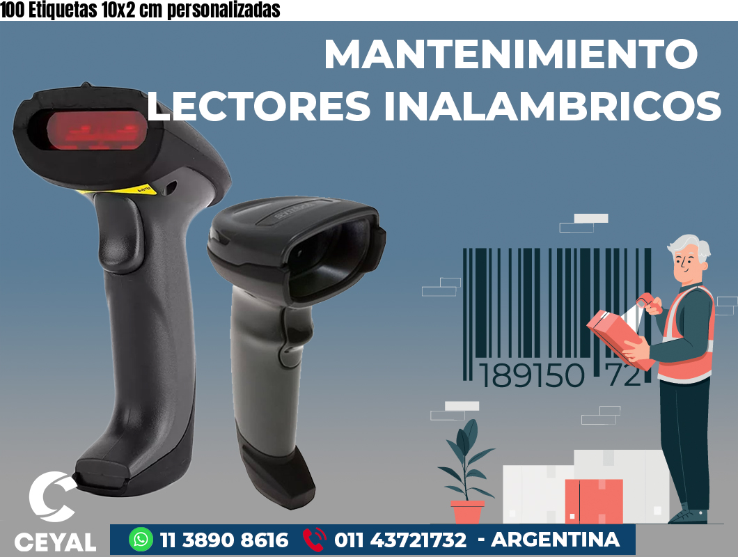 100 Etiquetas 10x2 cm personalizadas