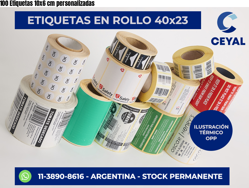 100 Etiquetas 10×6 cm personalizadas