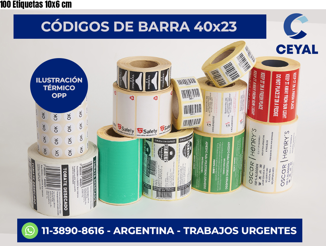 100 Etiquetas 10×6 cm
