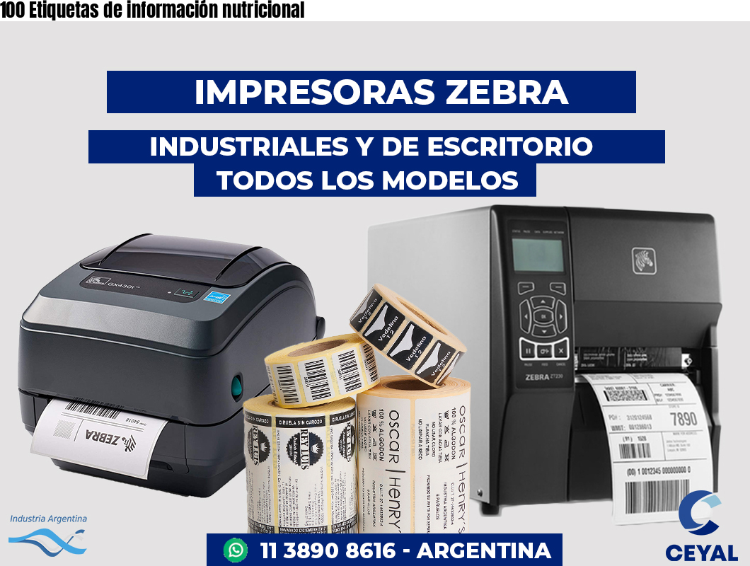 100 Etiquetas de información nutricional