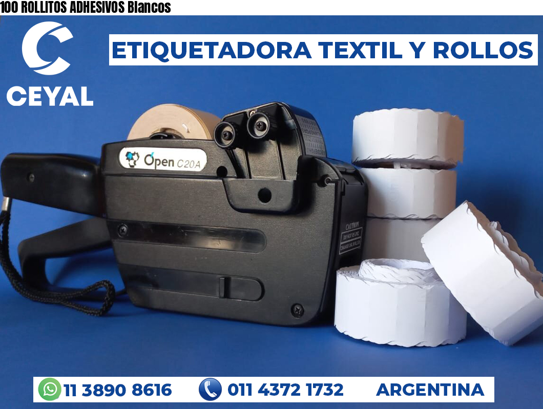 100 ROLLITOS ADHESIVOS Blancos