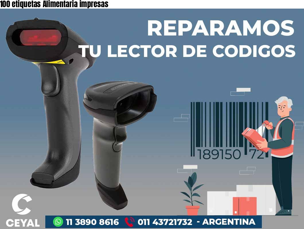 100 etiquetas Alimentaria impresas