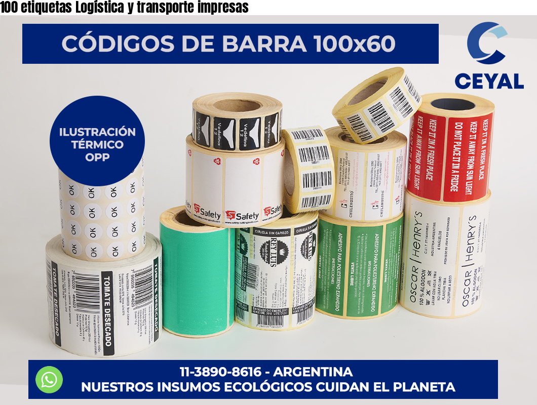 100 etiquetas Logística y transporte impresas