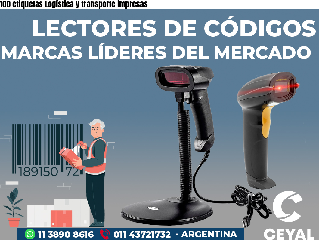 100 etiquetas Logística y transporte impresas