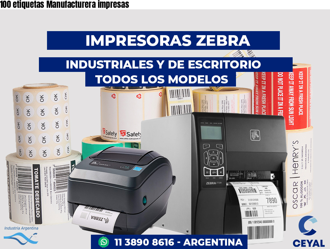 100 etiquetas Manufacturera impresas