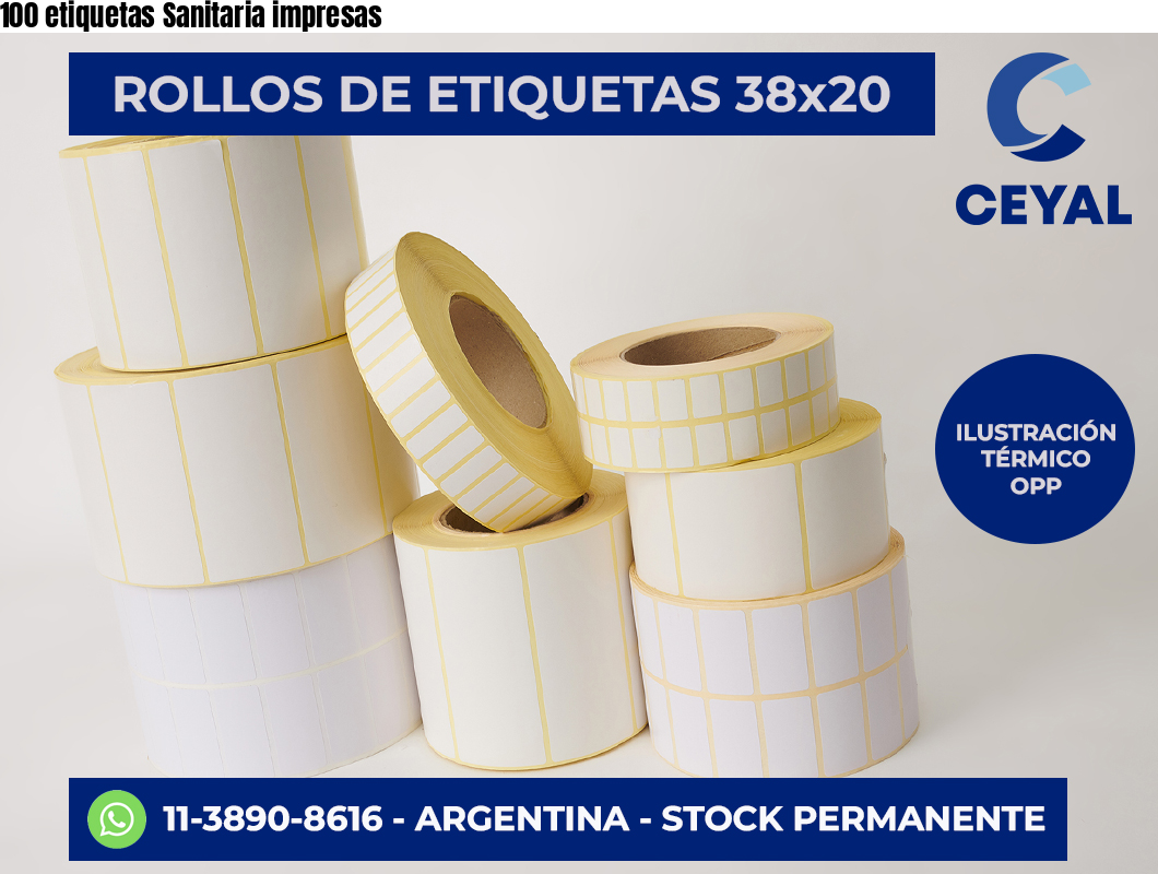 100 etiquetas Sanitaria impresas