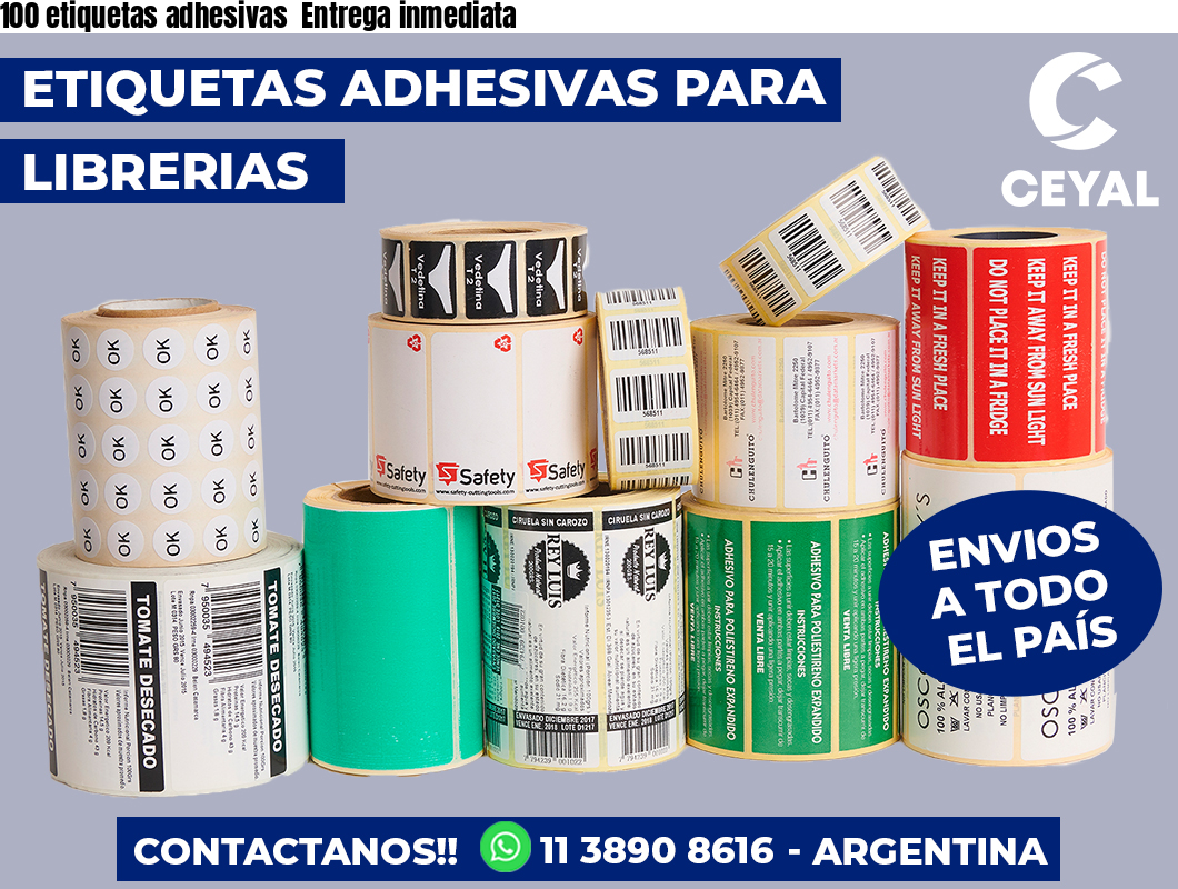 100 etiquetas adhesivas  Entrega inmediata