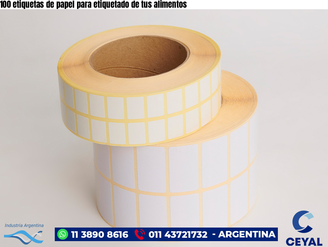 100 etiquetas de papel para etiquetado de tus alimentos