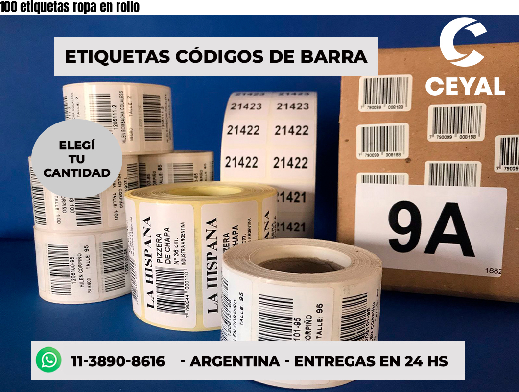 100 etiquetas ropa en rollo