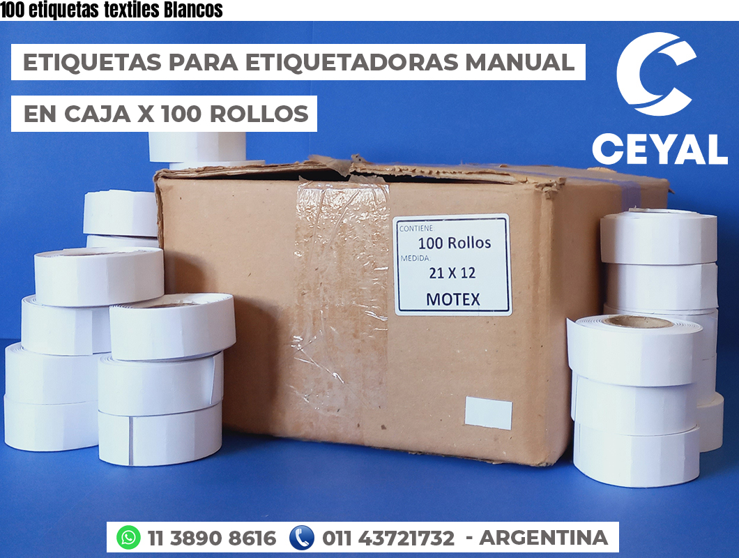 100 etiquetas textiles Blancos