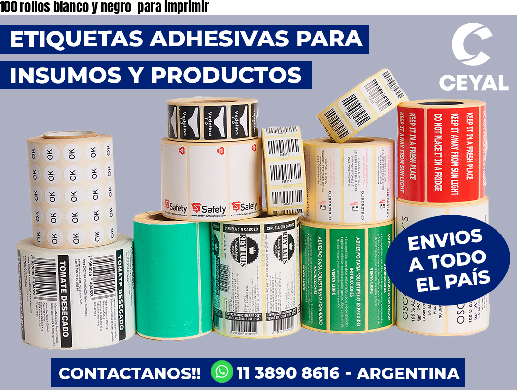 100 rollos blanco y negro para imprimir