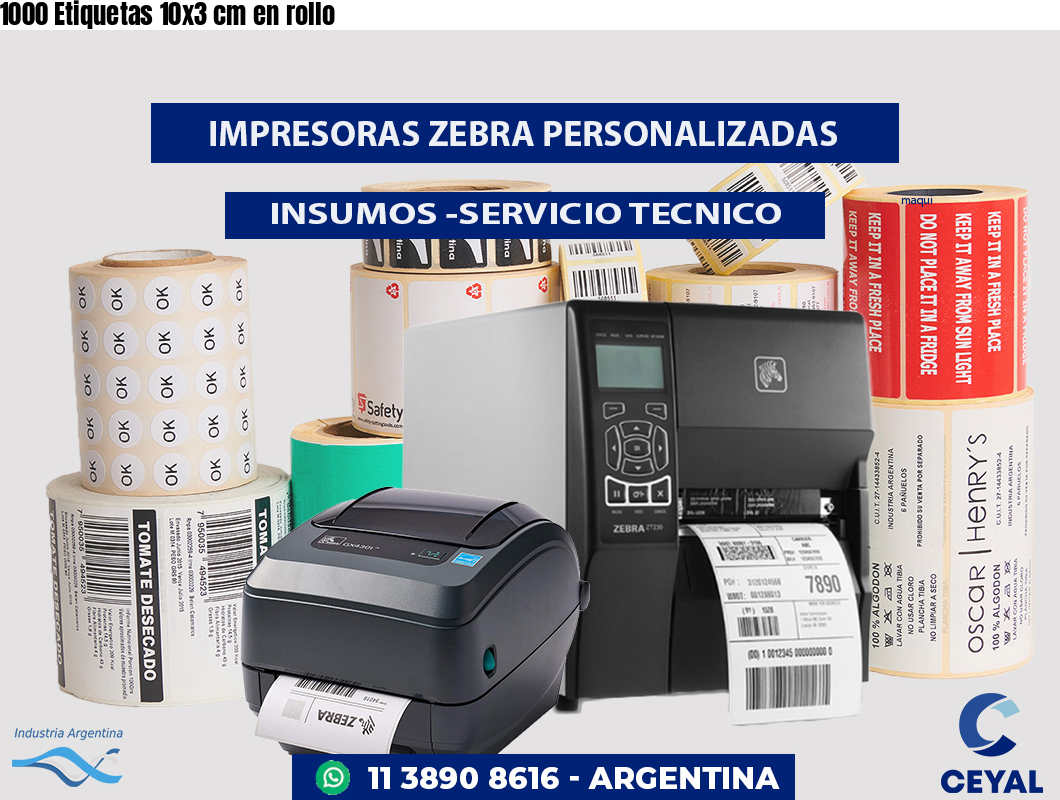 1000 Etiquetas 10x3 cm en rollo