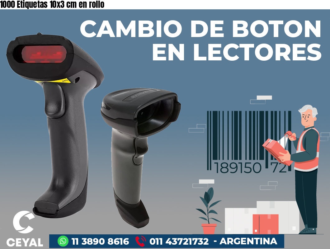 1000 Etiquetas 10x3 cm en rollo