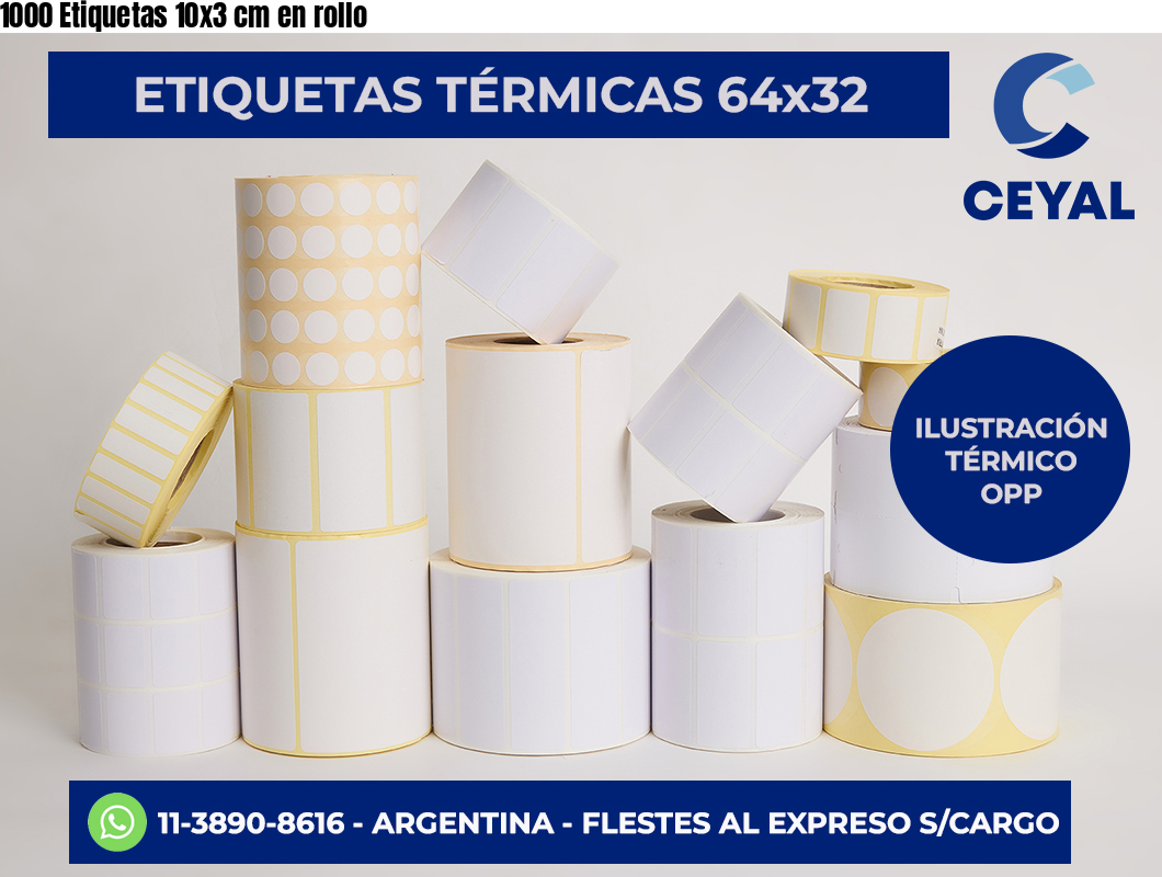 1000 Etiquetas 10×3 cm en rollo