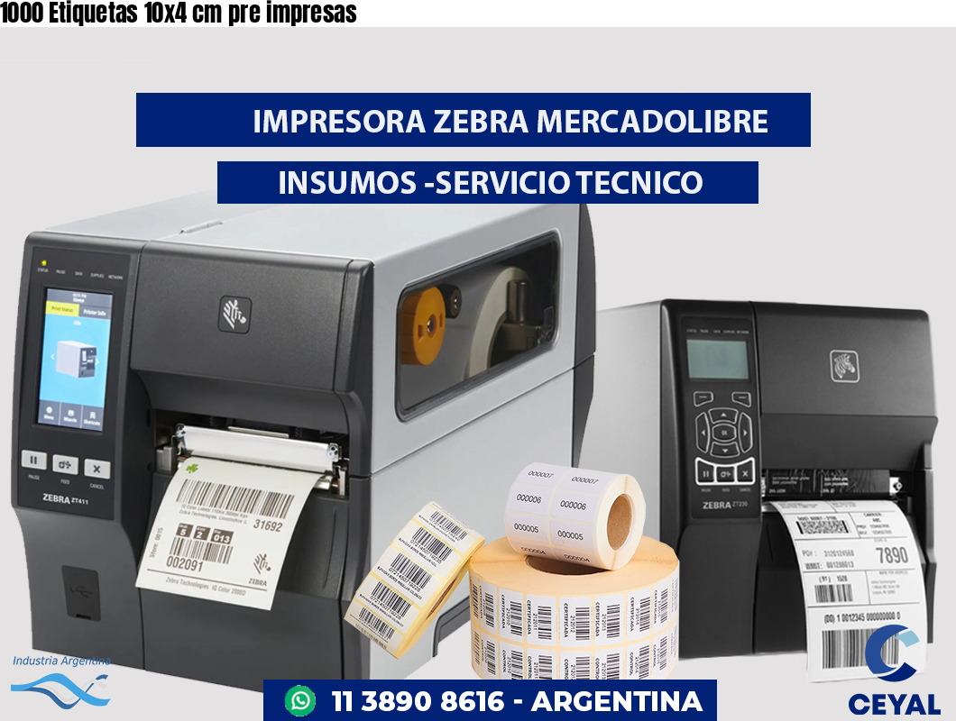1000 Etiquetas 10x4 cm pre impresas