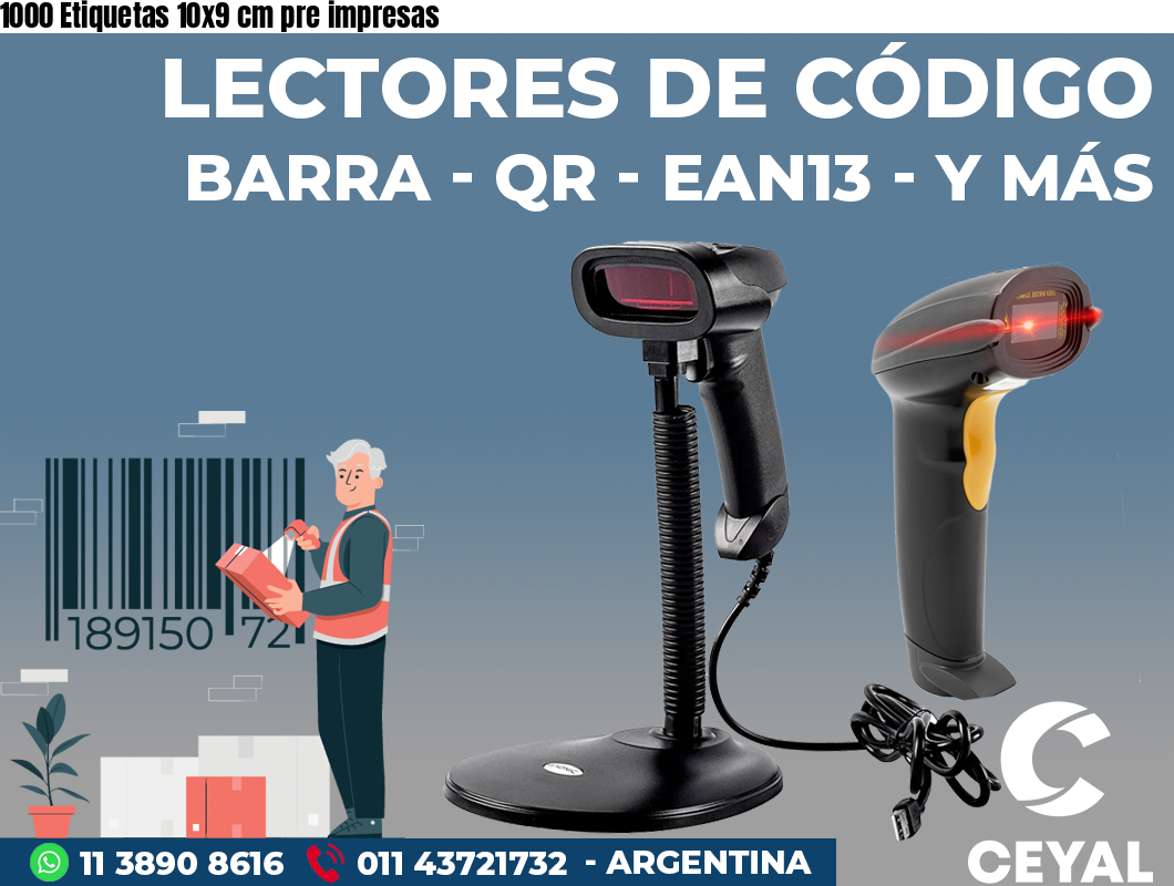 1000 Etiquetas 10x9 cm pre impresas