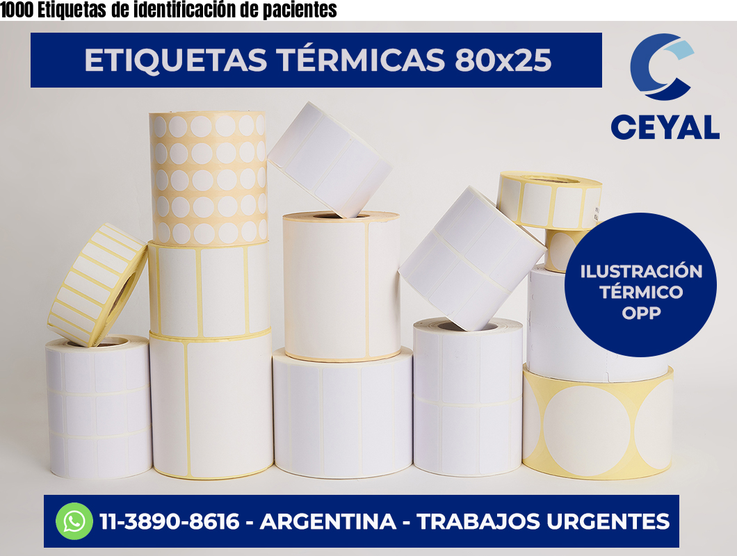 1000 Etiquetas de identificación de pacientes