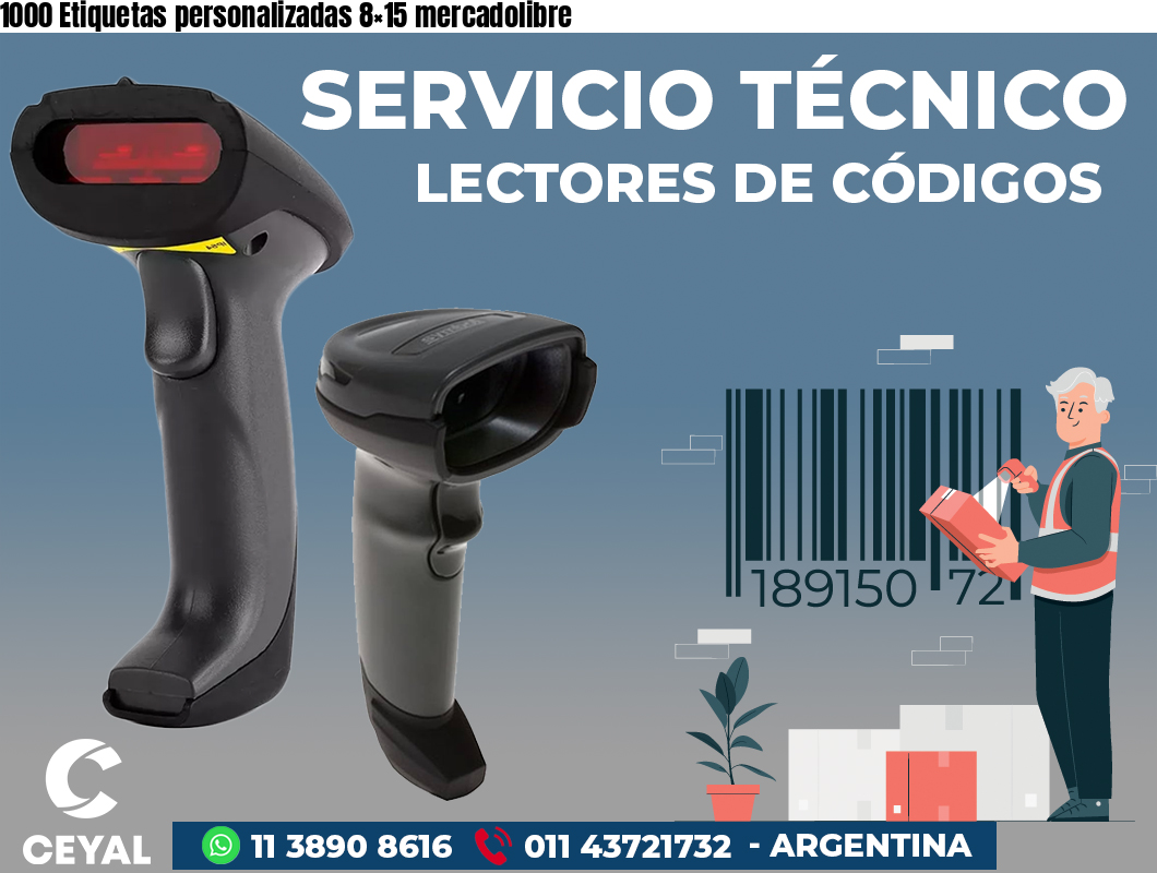 1000 Etiquetas personalizadas 8×15 mercadolibre