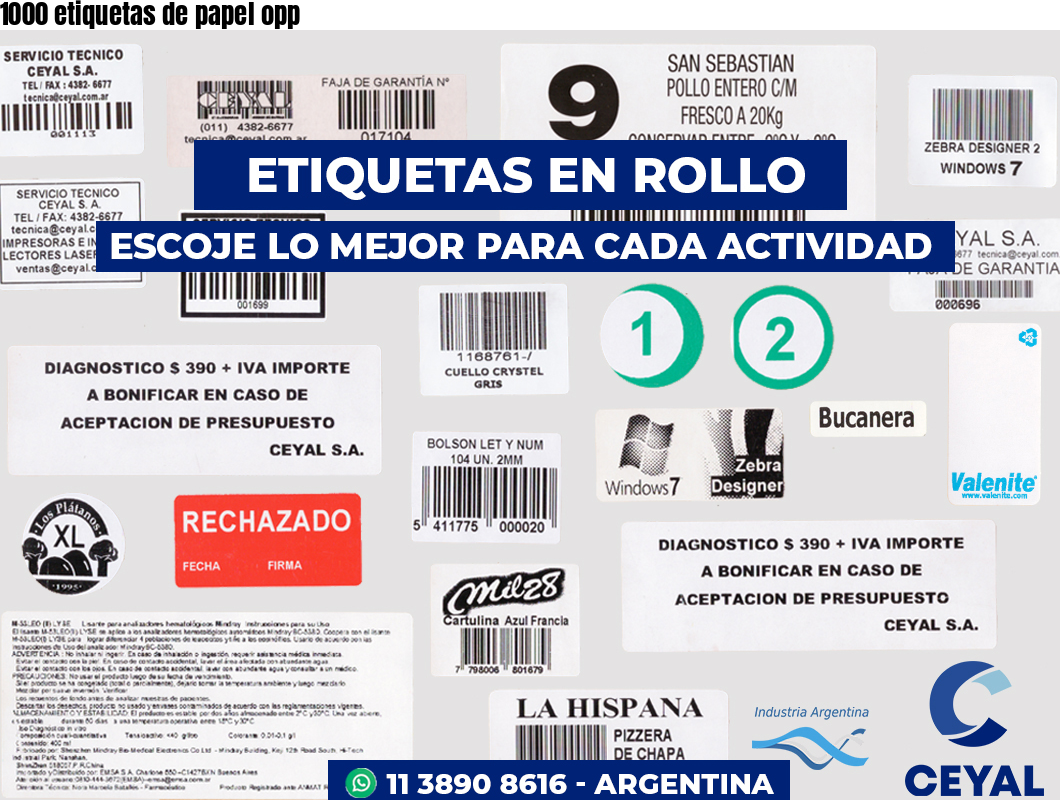 1000 etiquetas de papel opp