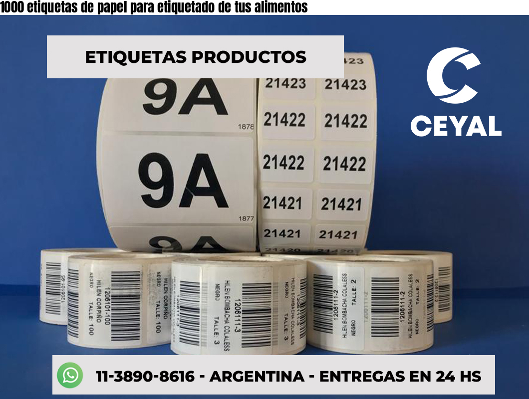 1000 etiquetas de papel para etiquetado de tus alimentos