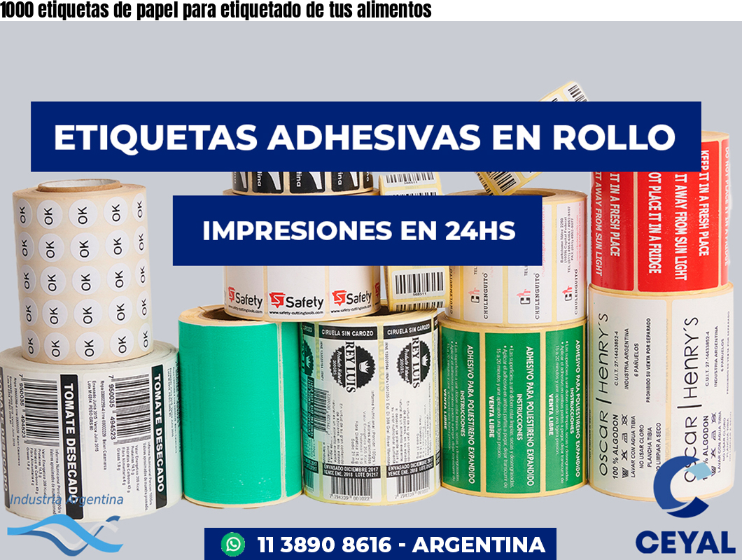 1000 etiquetas de papel para etiquetado de tus alimentos