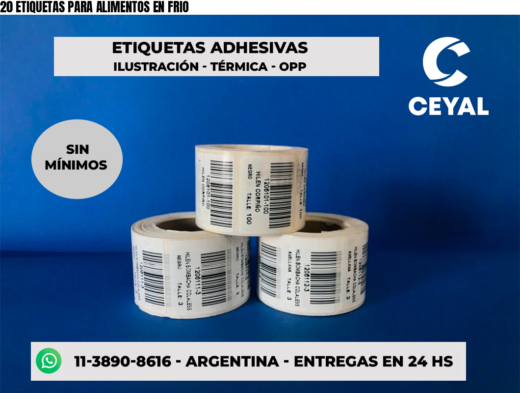 20 ETIQUETAS PARA ALIMENTOS EN FRIO