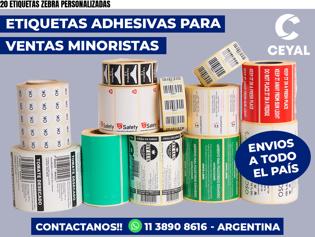 20 ETIQUETAS ZEBRA PERSONALIZADAS