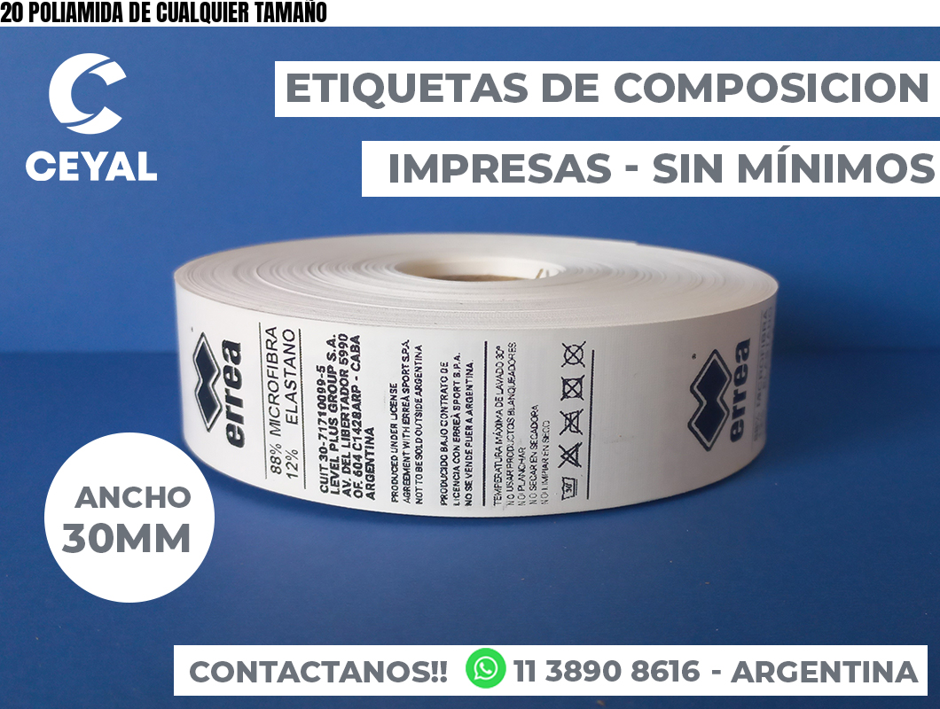20 POLIAMIDA DE CUALQUIER TAMAÑO