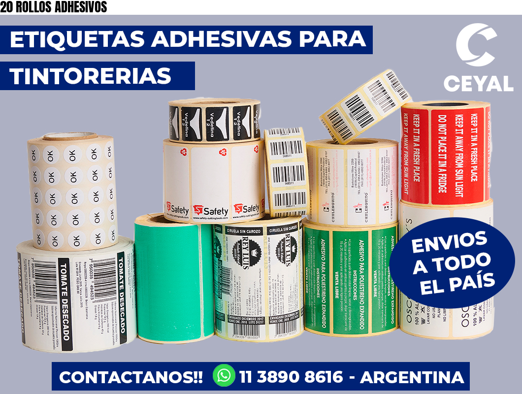 20 ROLLOS ADHESIVOS