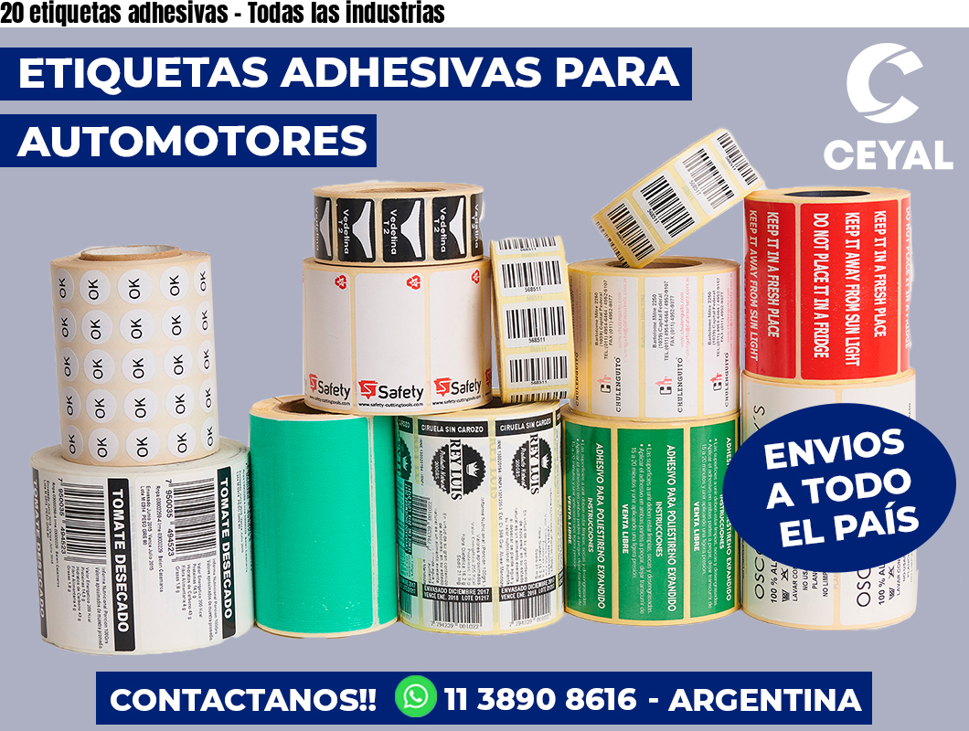 20 etiquetas adhesivas – Todas las industrias