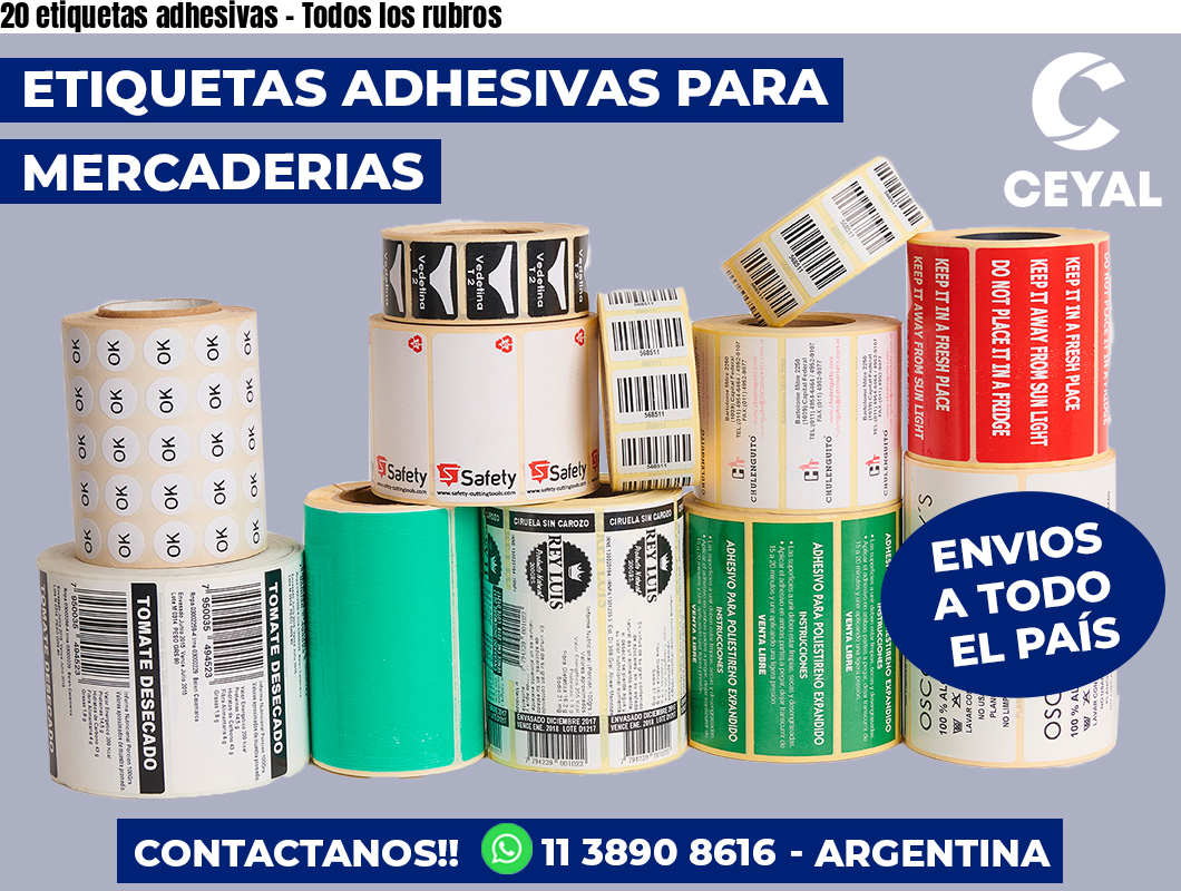 20 etiquetas adhesivas - Todos los rubros