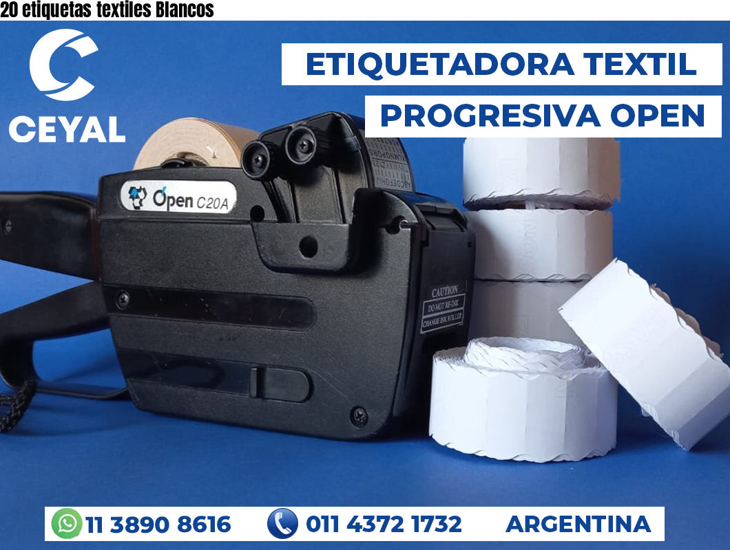 20 etiquetas textiles Blancos