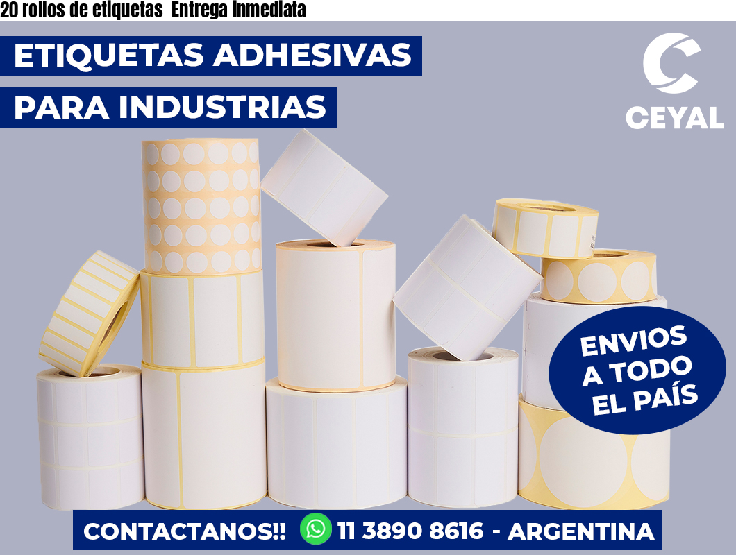 20 rollos de etiquetas  Entrega inmediata
