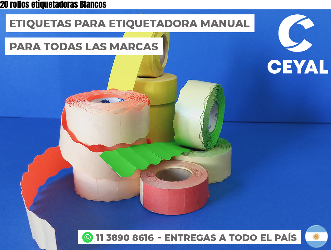 20 rollos etiquetadoras Blancos