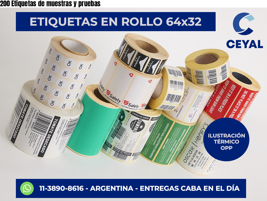 200 Etiquetas de muestras y pruebas