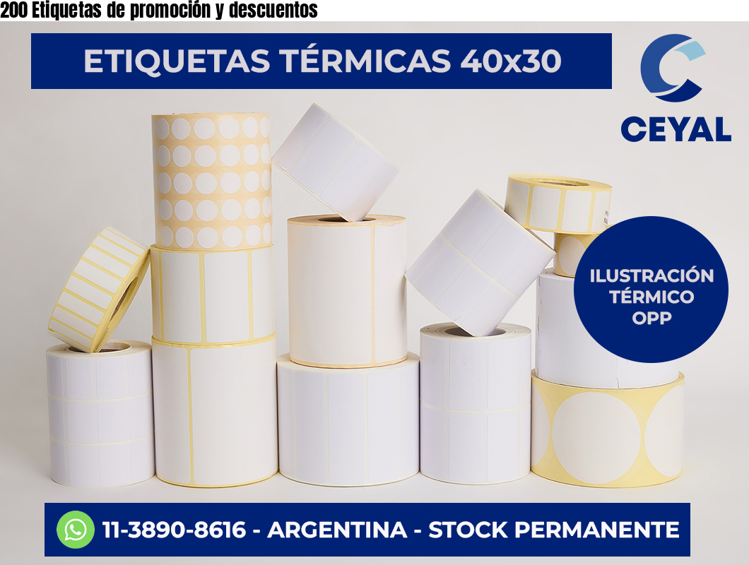 200 Etiquetas de promoción y descuentos