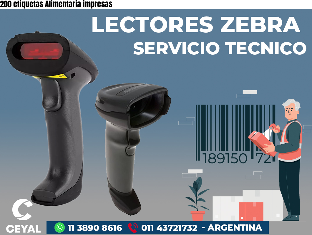 200 etiquetas Alimentaria impresas
