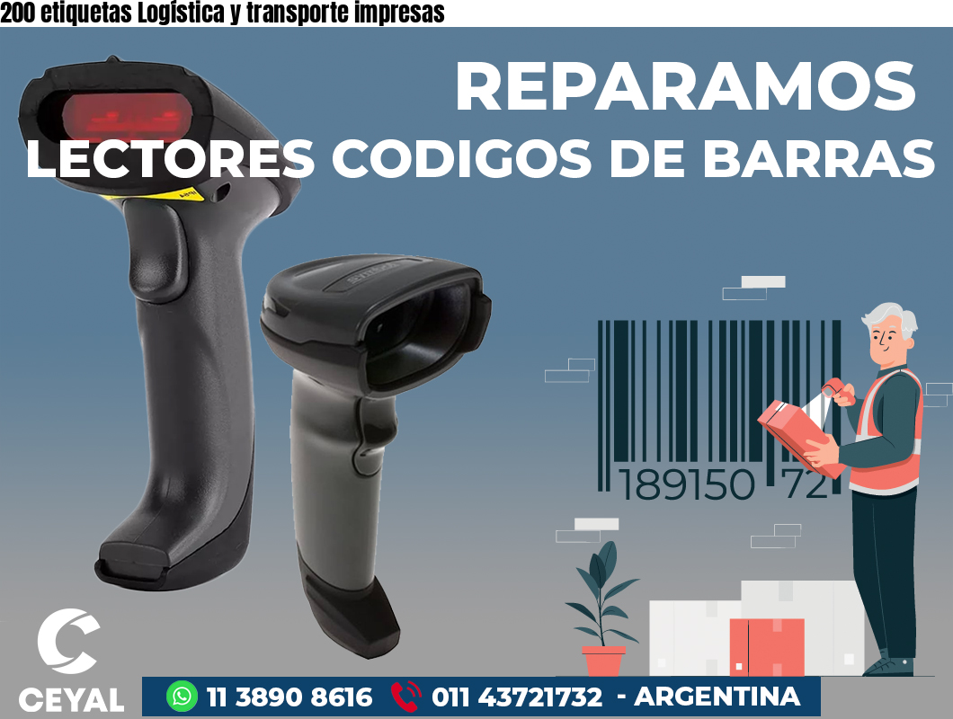 200 etiquetas Logística y transporte impresas