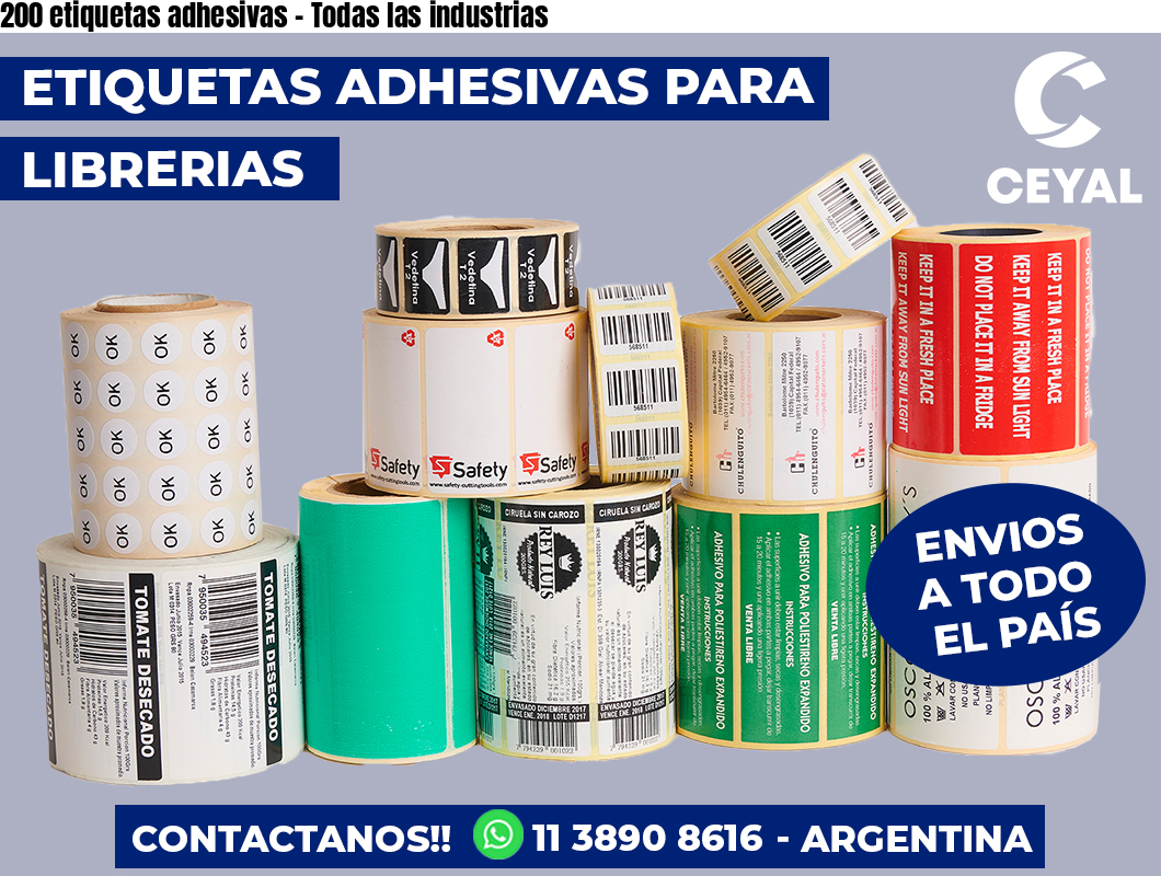 200 etiquetas adhesivas - Todas las industrias