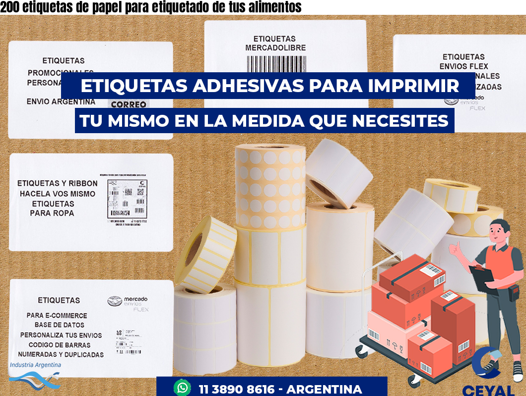 200 etiquetas de papel para etiquetado de tus alimentos