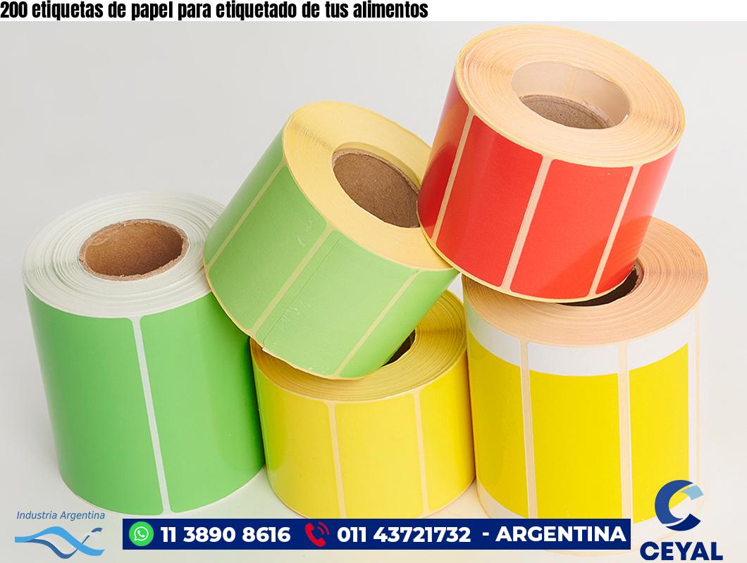 200 etiquetas de papel para etiquetado de tus alimentos